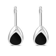 Black Onyx Drop Silver Stud Earrings, e333